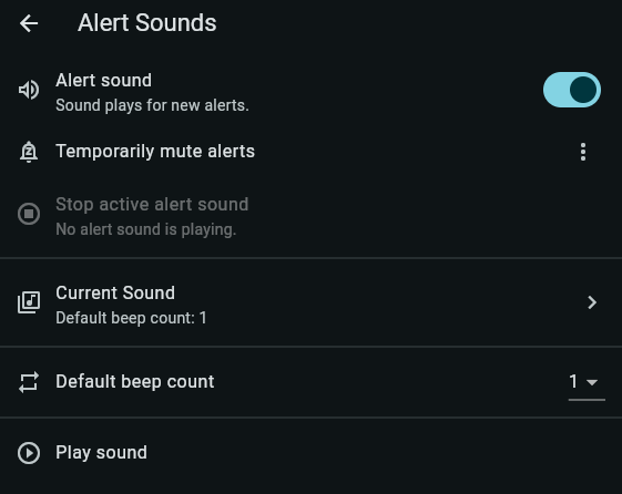 My Coin Trends Alert Sounds screen